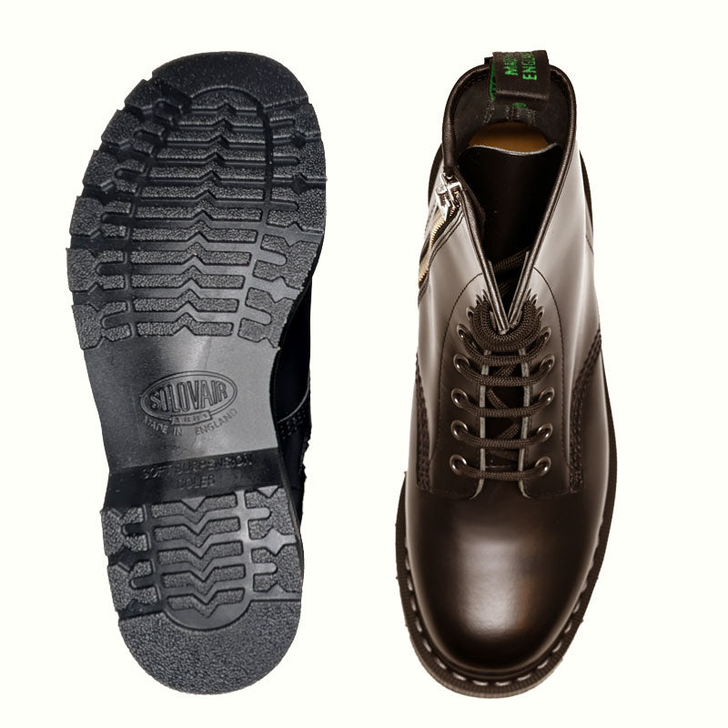 Black Hi-Shine 8 Eye Zip Derby Boot