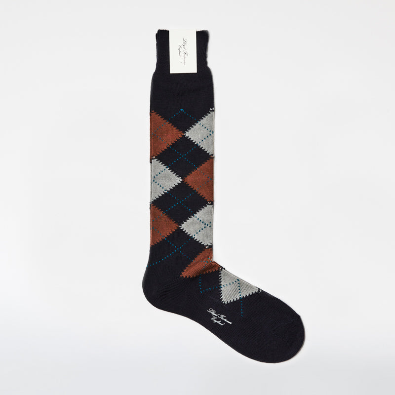 Wool Argyle Socks (Long) / Navy