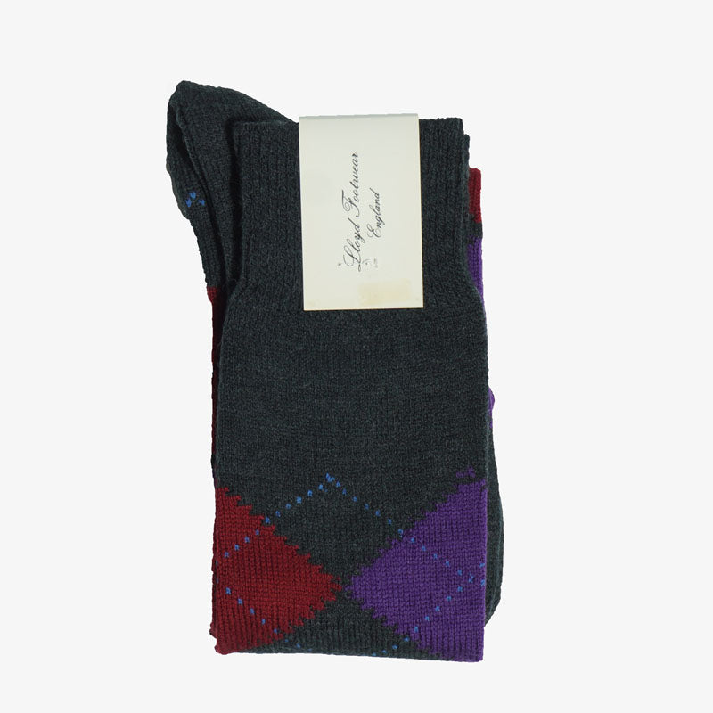 Wool Argyle Socks (Long) / Charcoal