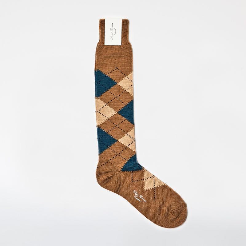 Wool Argyle Socks (Long) / Dark Camel