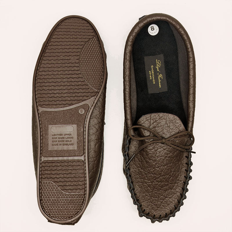 British Moccasin With Insole Dark Brown Soft Grain