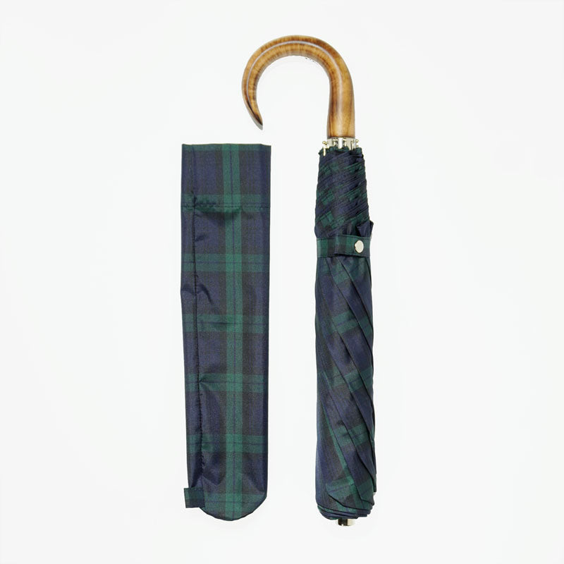 22” Telescopic Folding Umbrella / Black watch Tartan