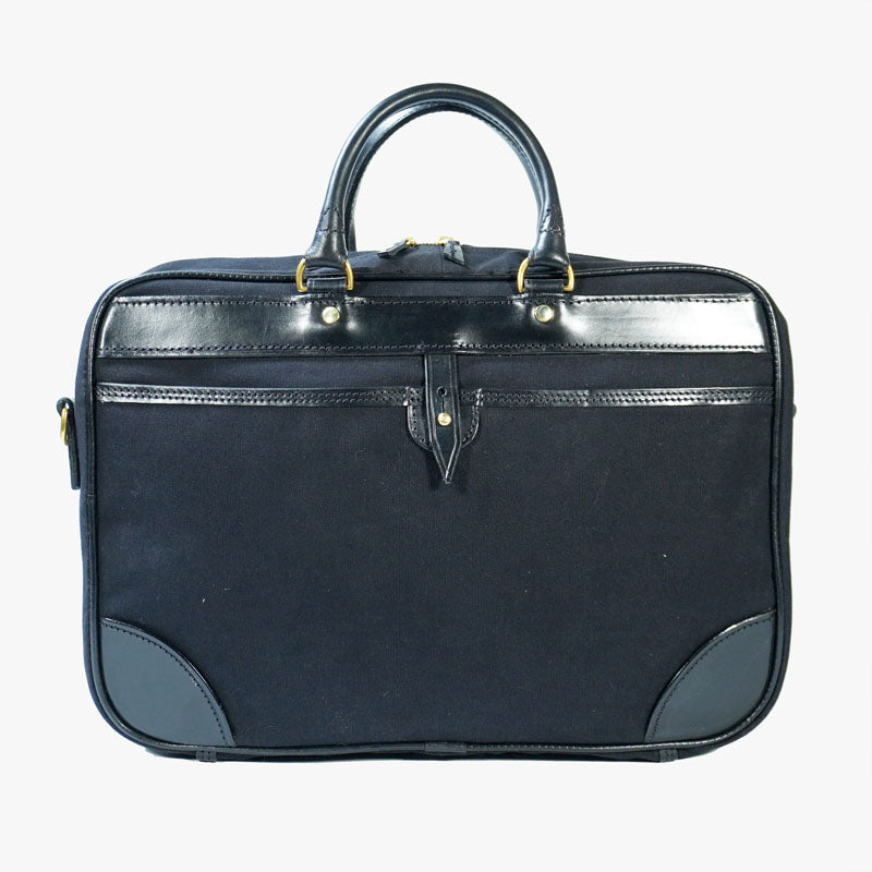 Zipped Brief Case with Shoulder strap Black Canvas