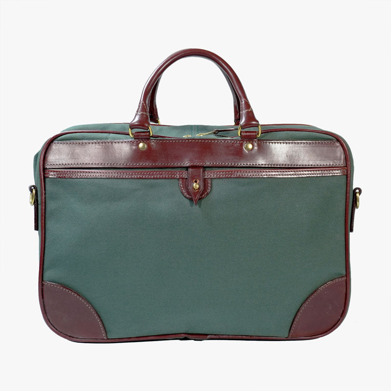 Zipped Brief Case with Shoulder strap Olive Canvas