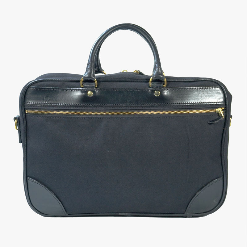 Zipped Brief Case with Shoulder strap Black Canvas