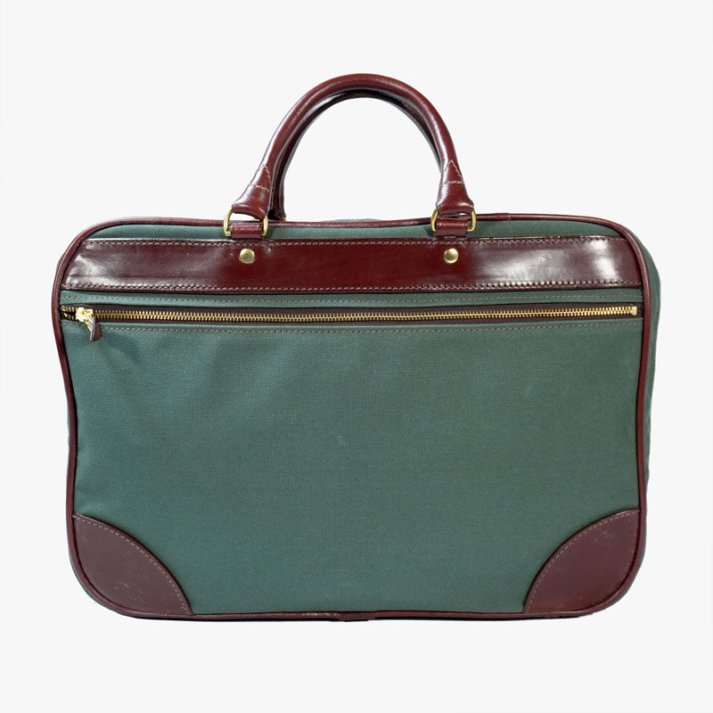 Zipped Brief Case with Shoulder strap Olive Canvas