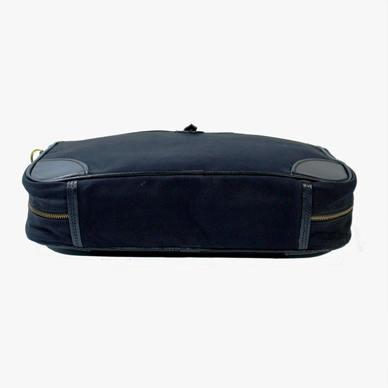 Zipped Brief Case with Shoulder strap Black Canvas