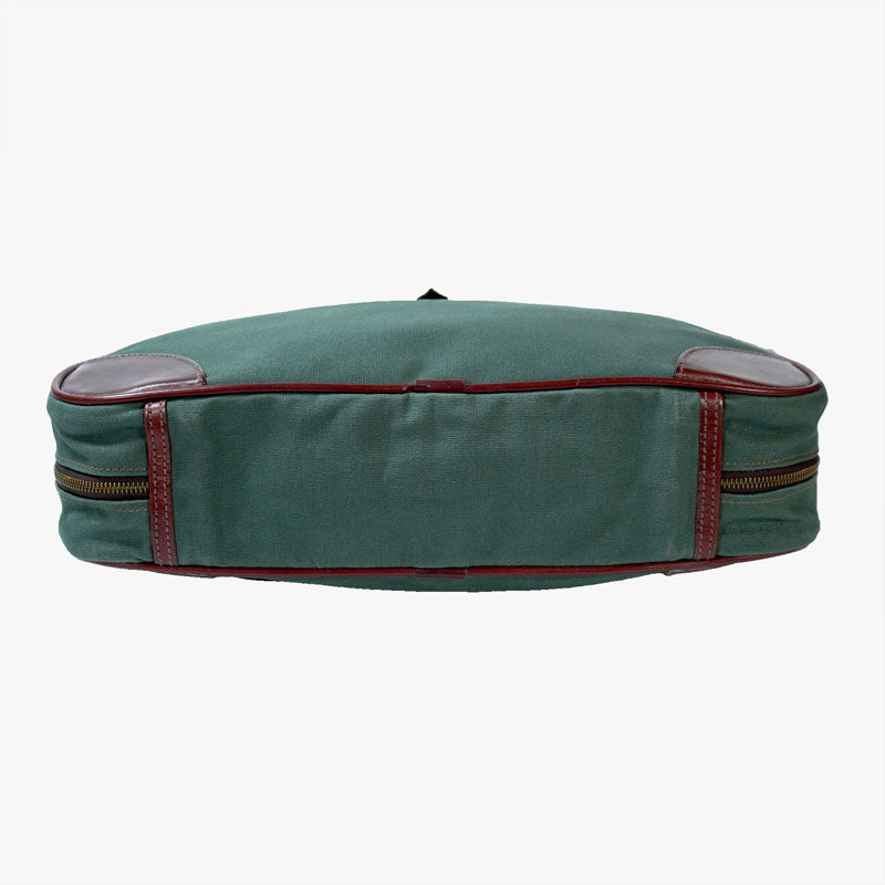 Zipped Brief Case with Shoulder strap Olive Canvas