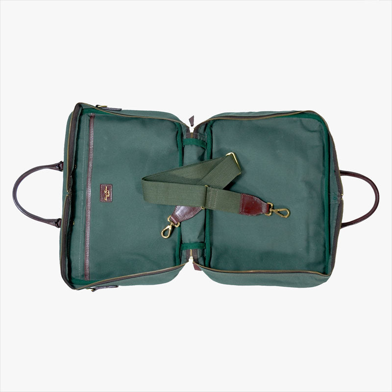 Zipped Brief Case with Shoulder strap Olive Canvas