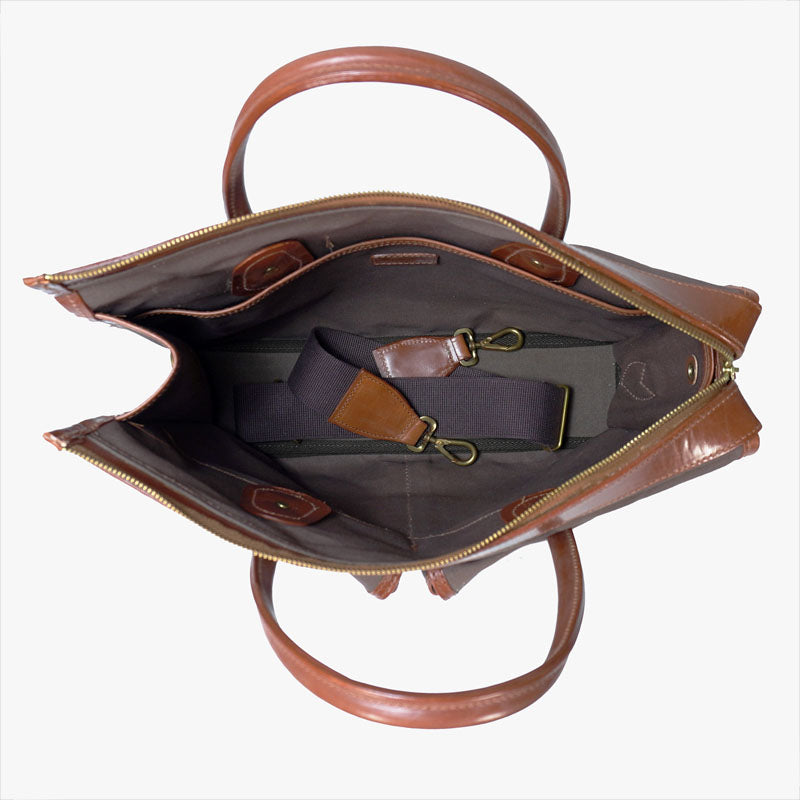 Overnight Case with Shoulder strap Brown Canvas
