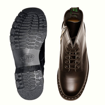 Black Hi-Shine 8 Eye Zip Derby Boot