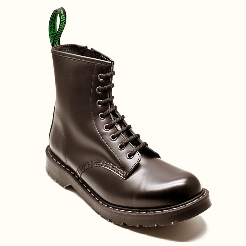 Black Hi-Shine 8 Eye Zip Derby Boot