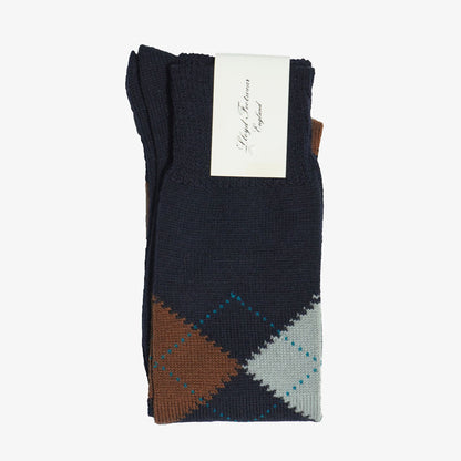 Wool Argyle Socks (Long) / Navy