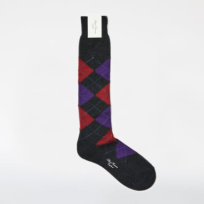 Wool Argyle Socks (Long) / Charcoal