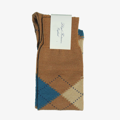 Wool Argyle Socks (Long) / Dark Camel