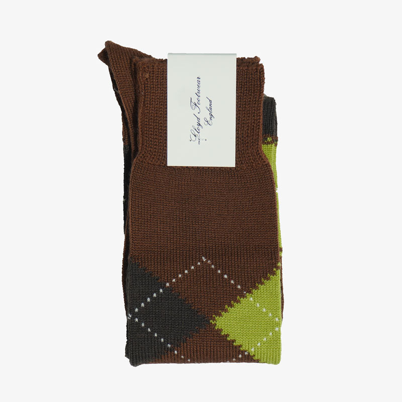 Wool Argyle Socks (Long) / Conker