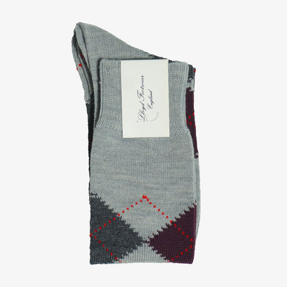 Wool Argyle Socks (Long) / Light Grey