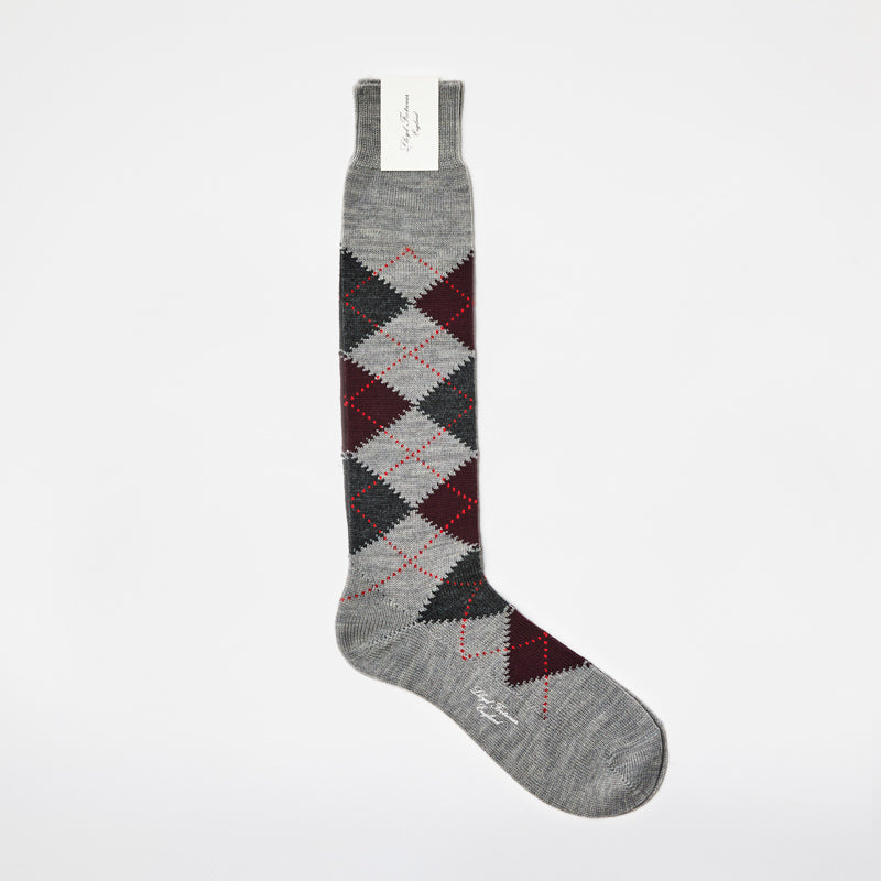 Wool Argyle Socks (Long) / Light Grey