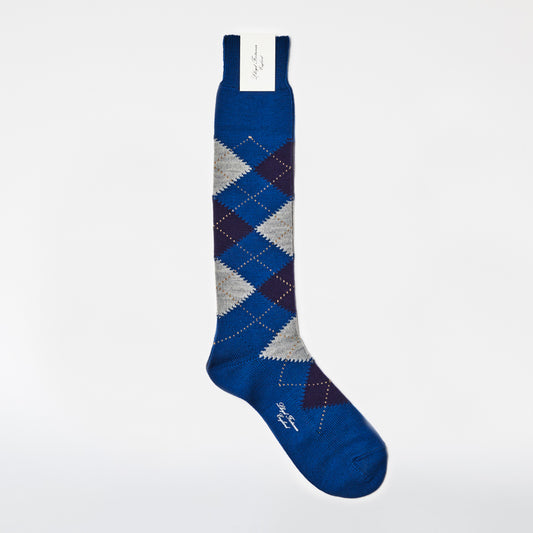 Wool Argyle Socks (Long) / Deep Blue
