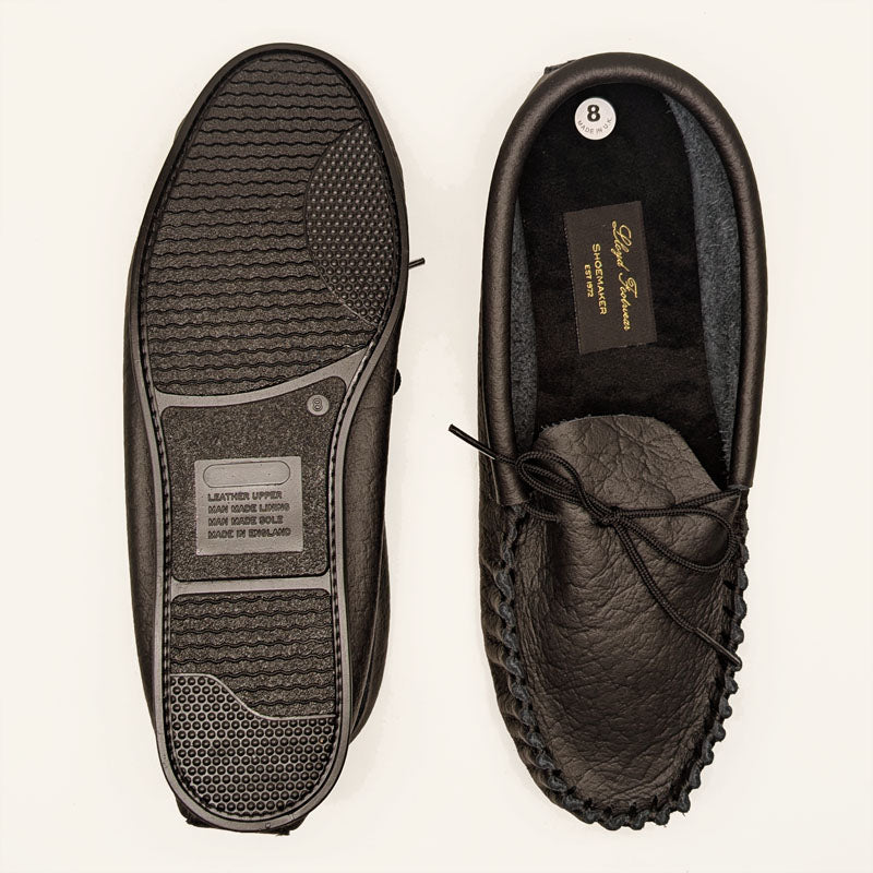 British Moccasin With Insole Black Soft Grain