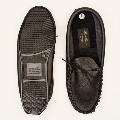 British Moccasin With Insole Black Soft Grain