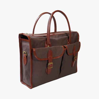 Overnight Case with Shoulder strap   Brown Canvas