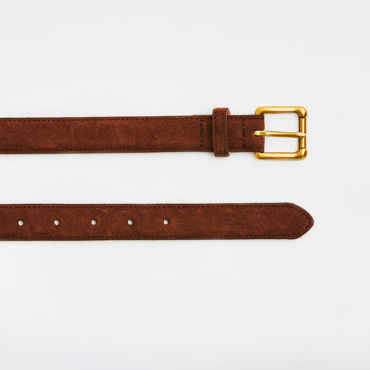 Stitched Belt Chocolate Suede