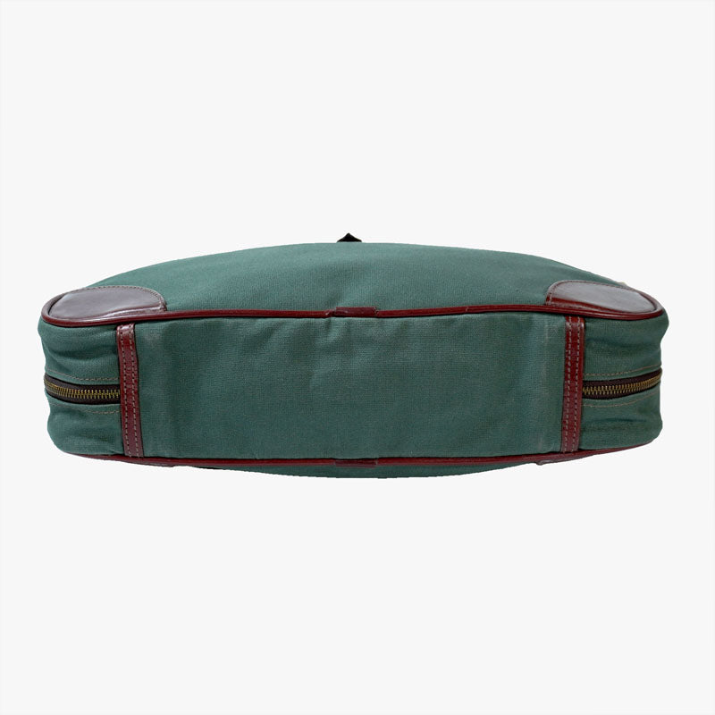 Zipped Brief Case with Shoulder strap   Olive Canvas