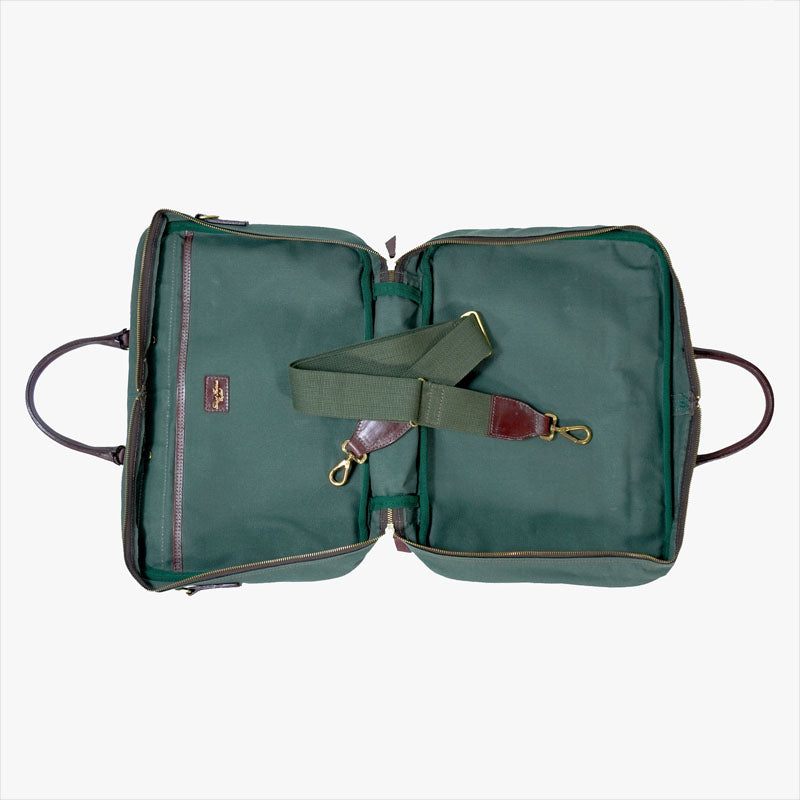 Zipped Brief Case with Shoulder strap   Olive Canvas